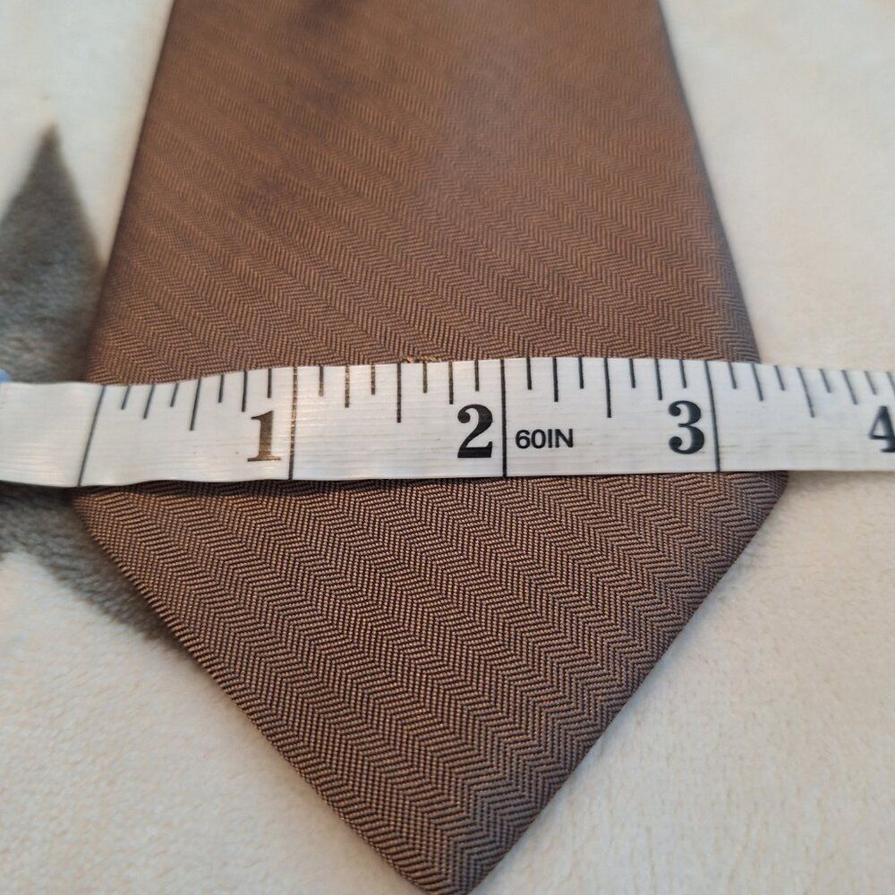 Christian Dior Neck Tie Brown Polyester Silk Made in USA Embroidered - Picture 4 of 6